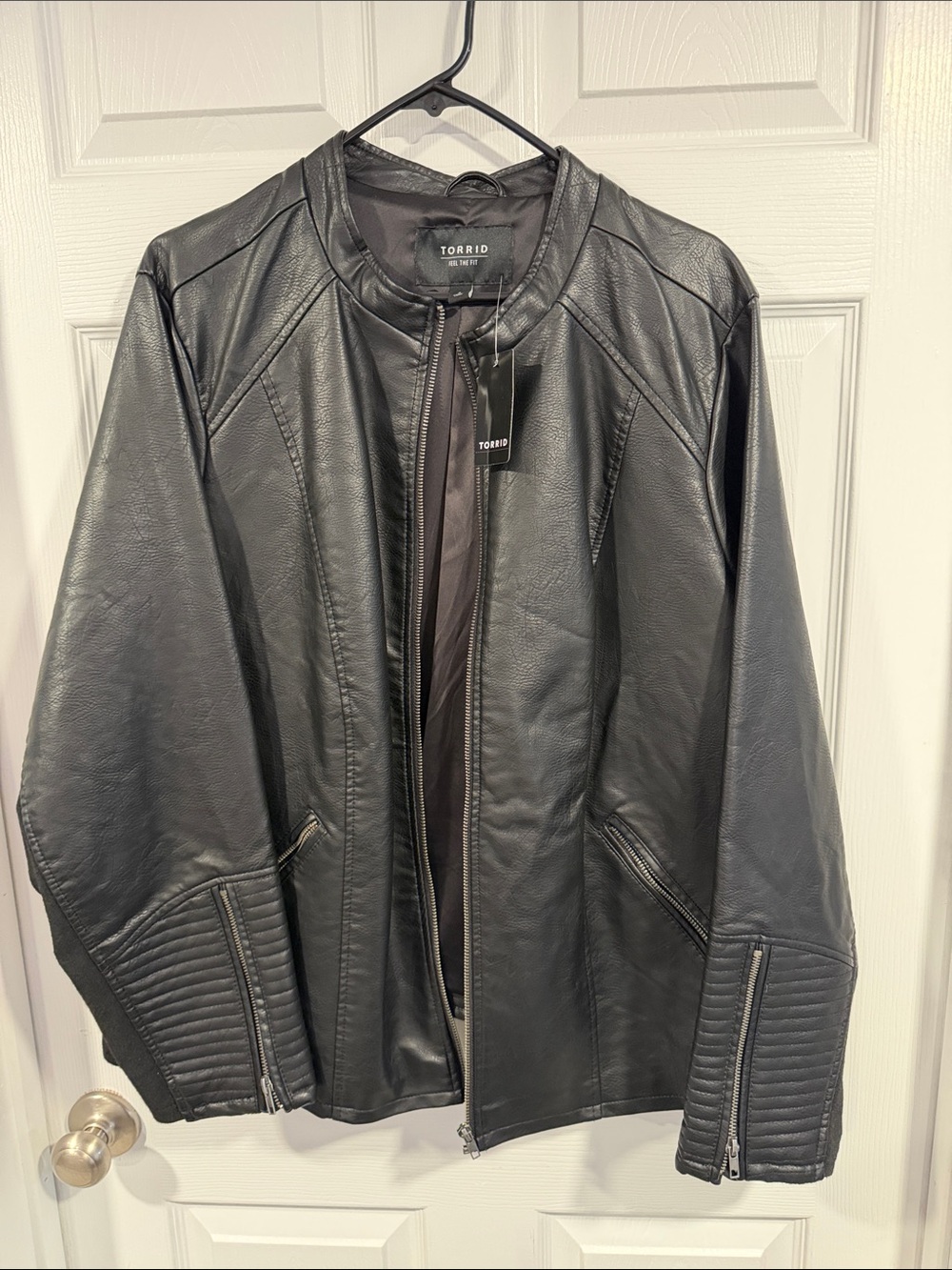 torrid Black Faux Leather Bomber Jacket